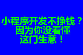 小程序開發(fā)不掙錢？因?yàn)槟銢](méi)看懂這門生意！